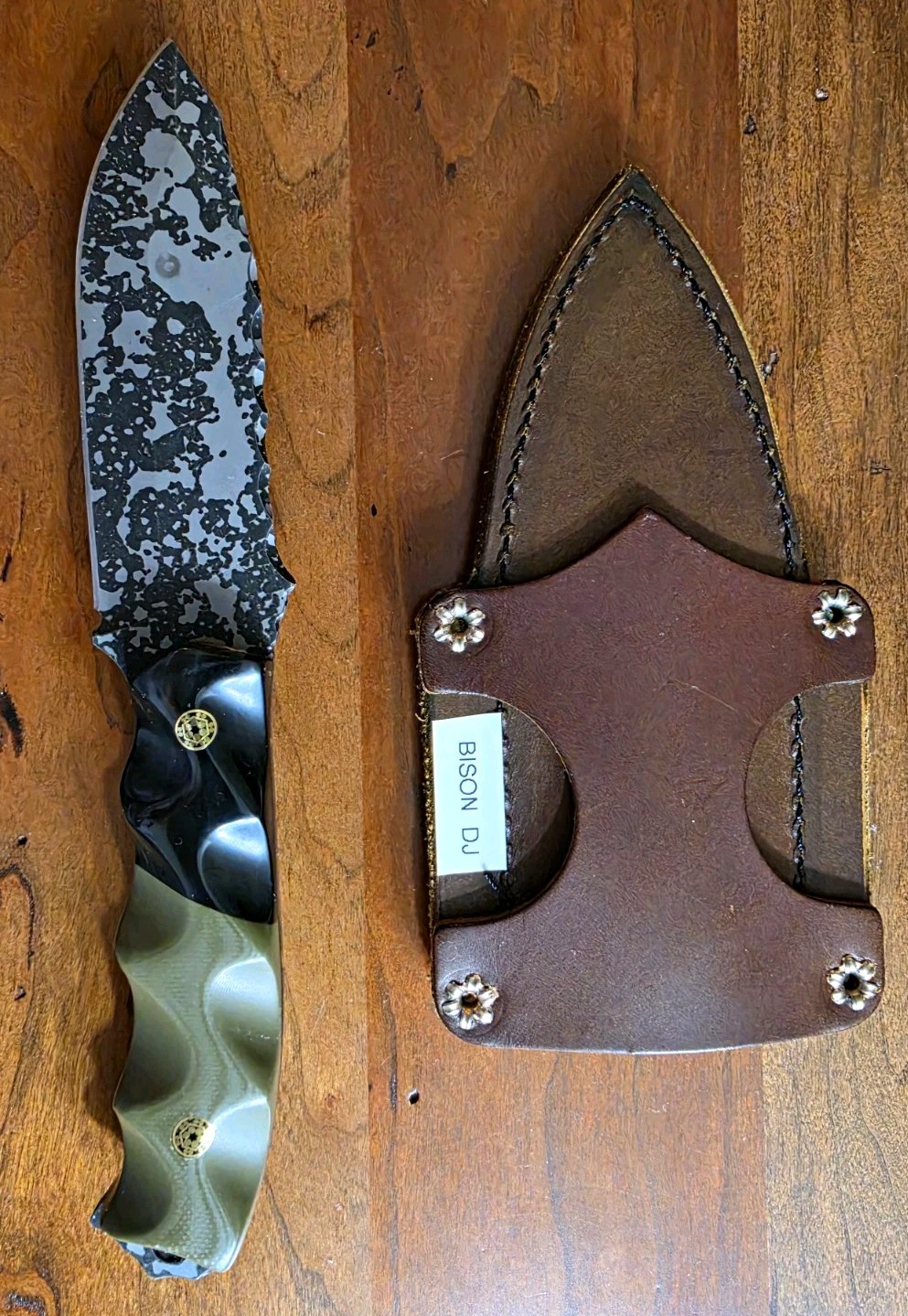 Half Face Blades DJ BISON /G10 Disaster JR. Acid Splash w/sheath Half Face Blades DJ BISON /G10 Disaster JR. Acid Splash w/sheath