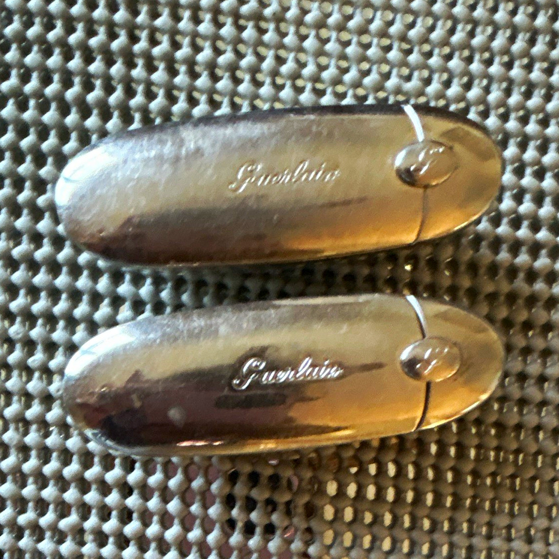Guerlain Lot of 2 Silver Tone Metal Flip-Top Lipstick Cases Holders