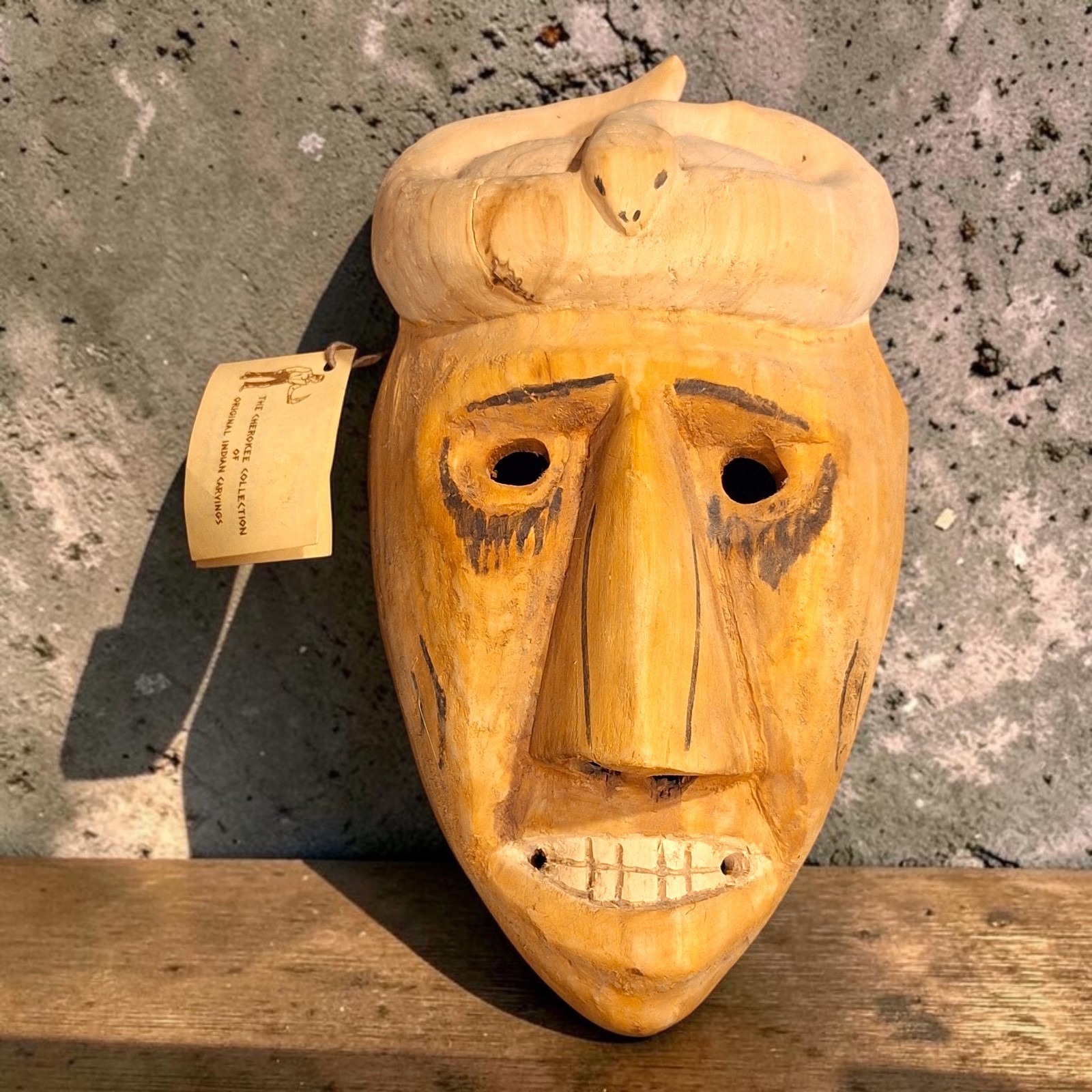 Large Cherokee Native American Booger Mask Hand Carved With Tags 12