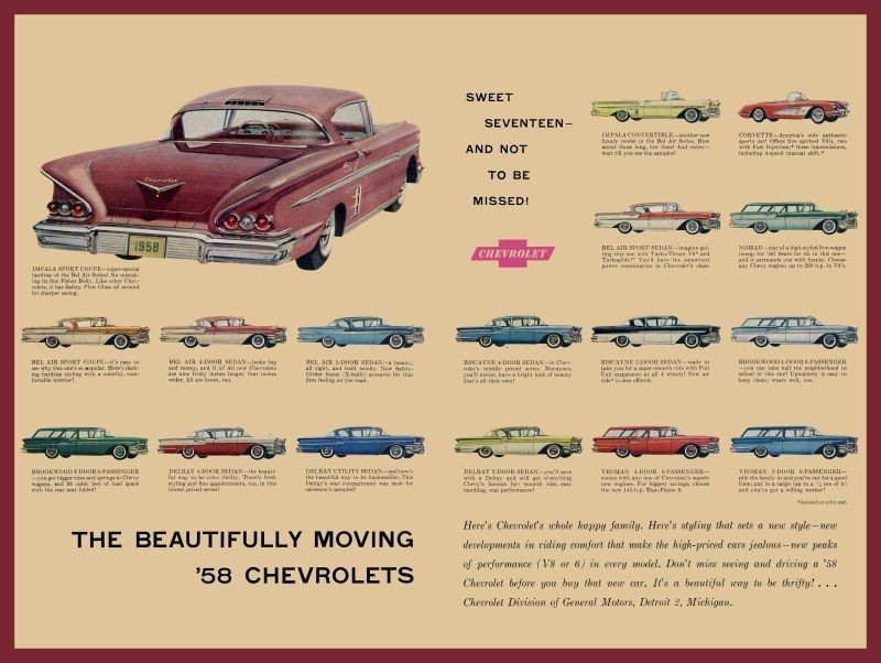 1958 Bel Air, Impala, Biscayne, Yeoman Models New Metal Sign: 12x16