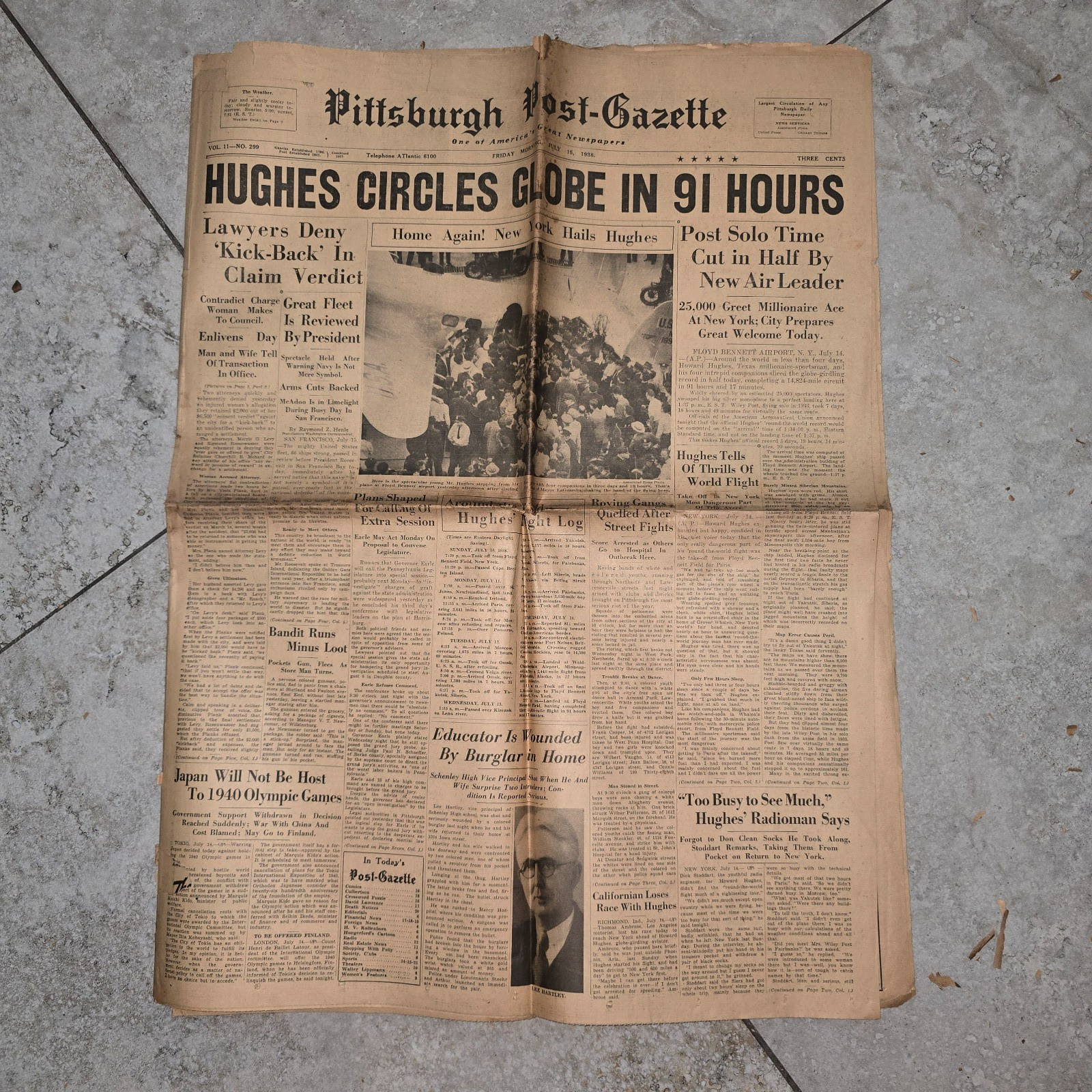 Historic Newspaper Pittsburg Post-Gazette - 