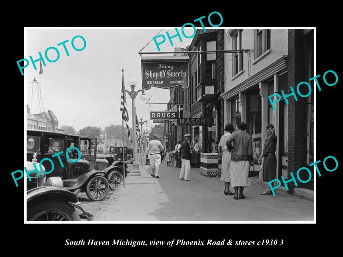 South Haven Michigan Phoenix Road & Stores c1930 4 Old Large Historic Photo
