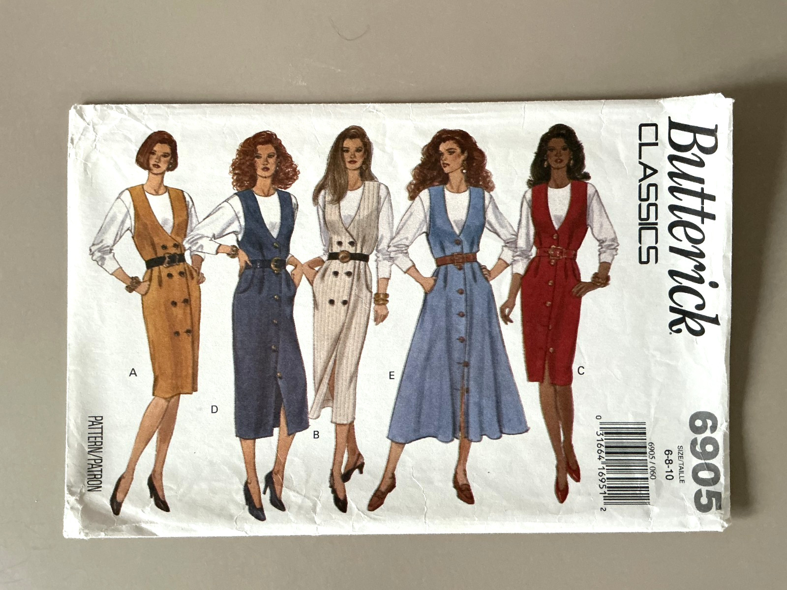 1990\'s Butterick Misses\' Jumper,Top Pattern 6905 Size 6-10 UNCUT