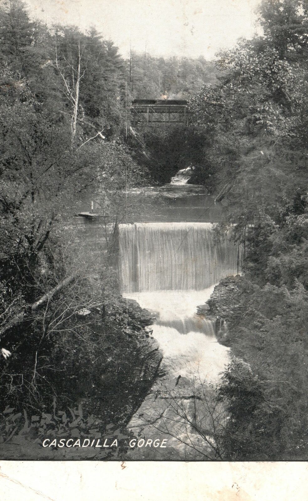 Acadia Gorge Memorial Small Waterfalls Bridge Hiking Trail Vintage Postcard