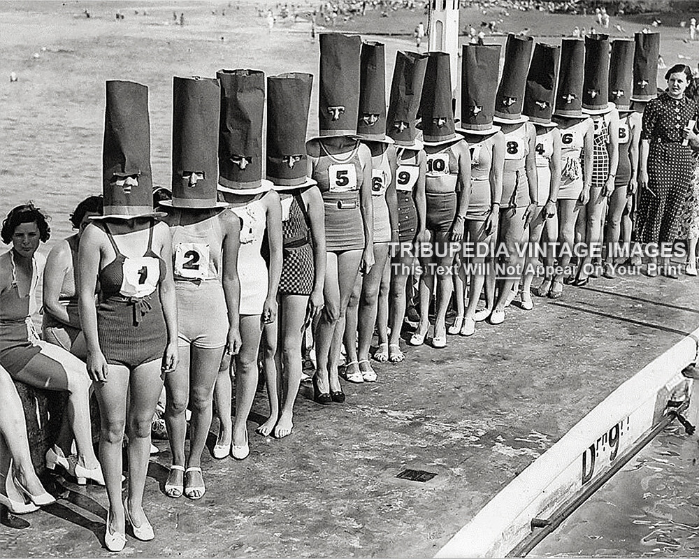 Vintage 1936 Faceless Bathing Suit Beauty Contest 8x10 Photo Print