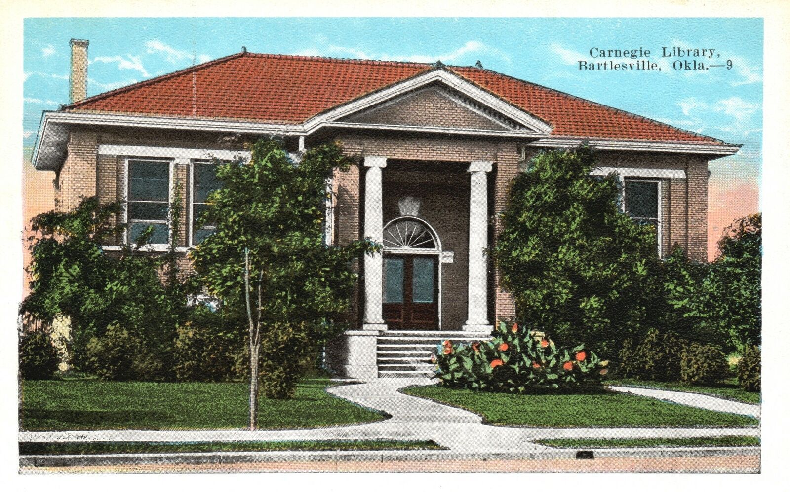 Carnegie Library Bartlesville Oklahoma E. C. Kropp & Co. Pub. Vintage Postcard