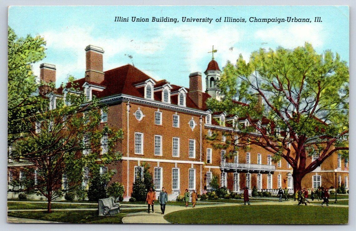 Vintage Illinois Postcard URBANA Illini Union Building 1941