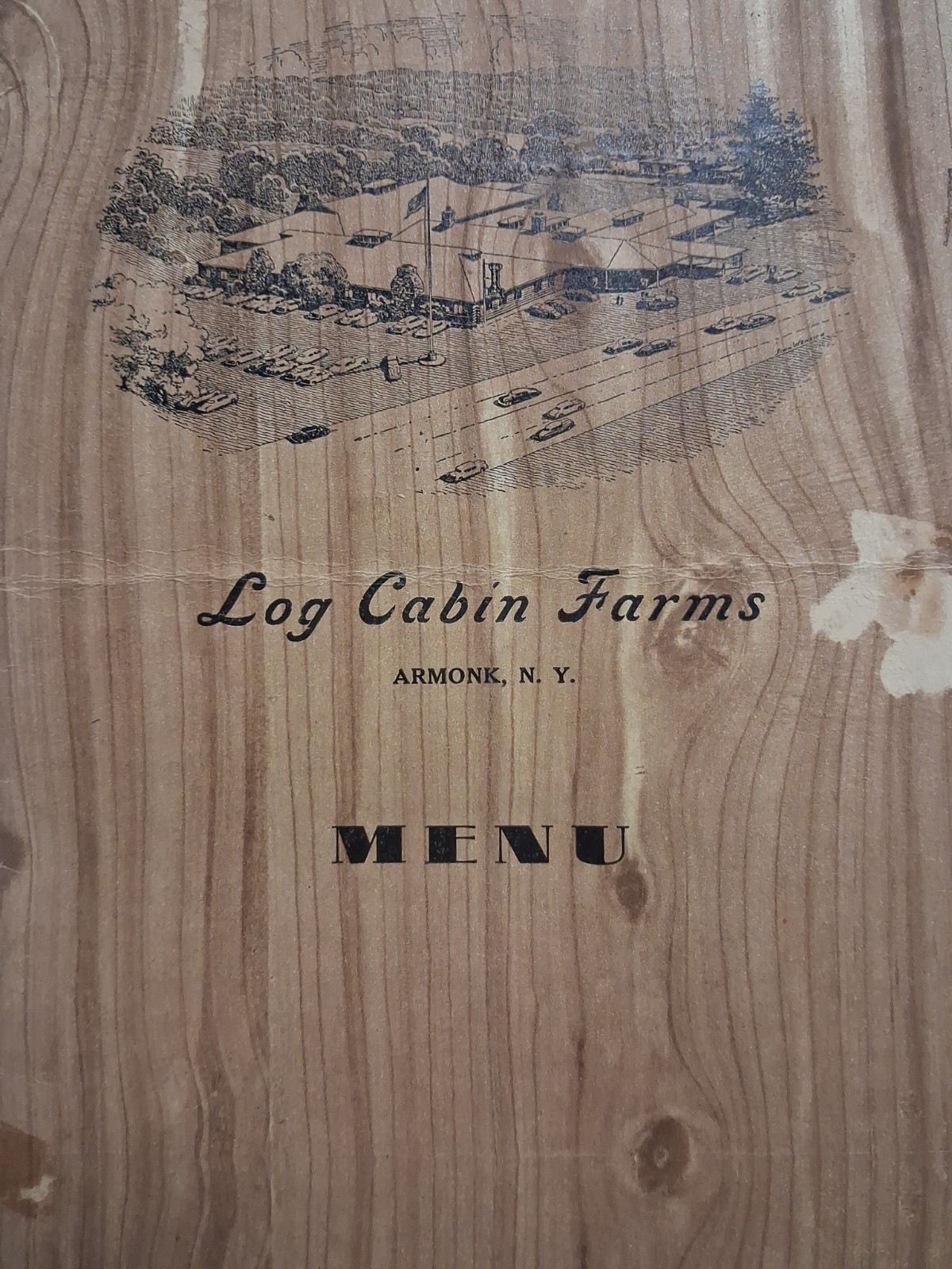 1940s-50s ARMONK NEW YORK Log Cabin Farms MENU with POSTCARD