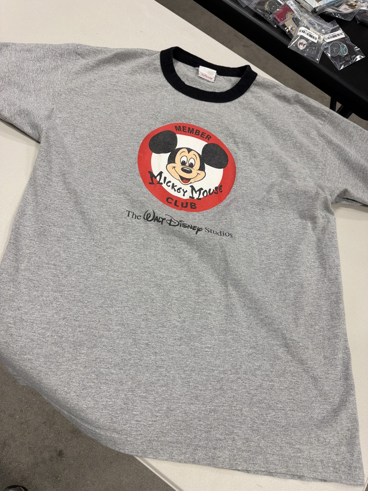 Vintage Disney Store Mickey Mouse Club Member Ringer T-Shirt Disney Studios XL