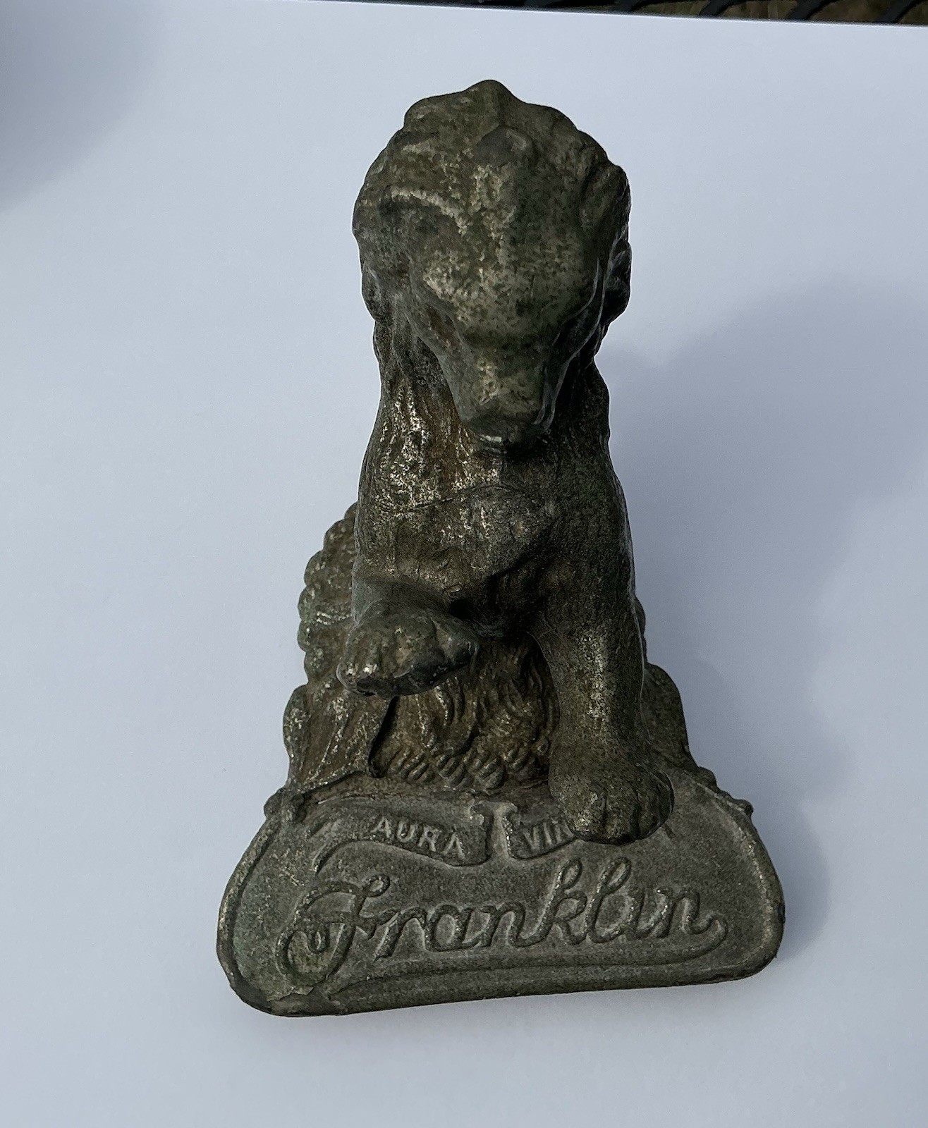 1920’s Antique Franklin Lion Hood Ornament Aura Vincit Franklin Auto New York