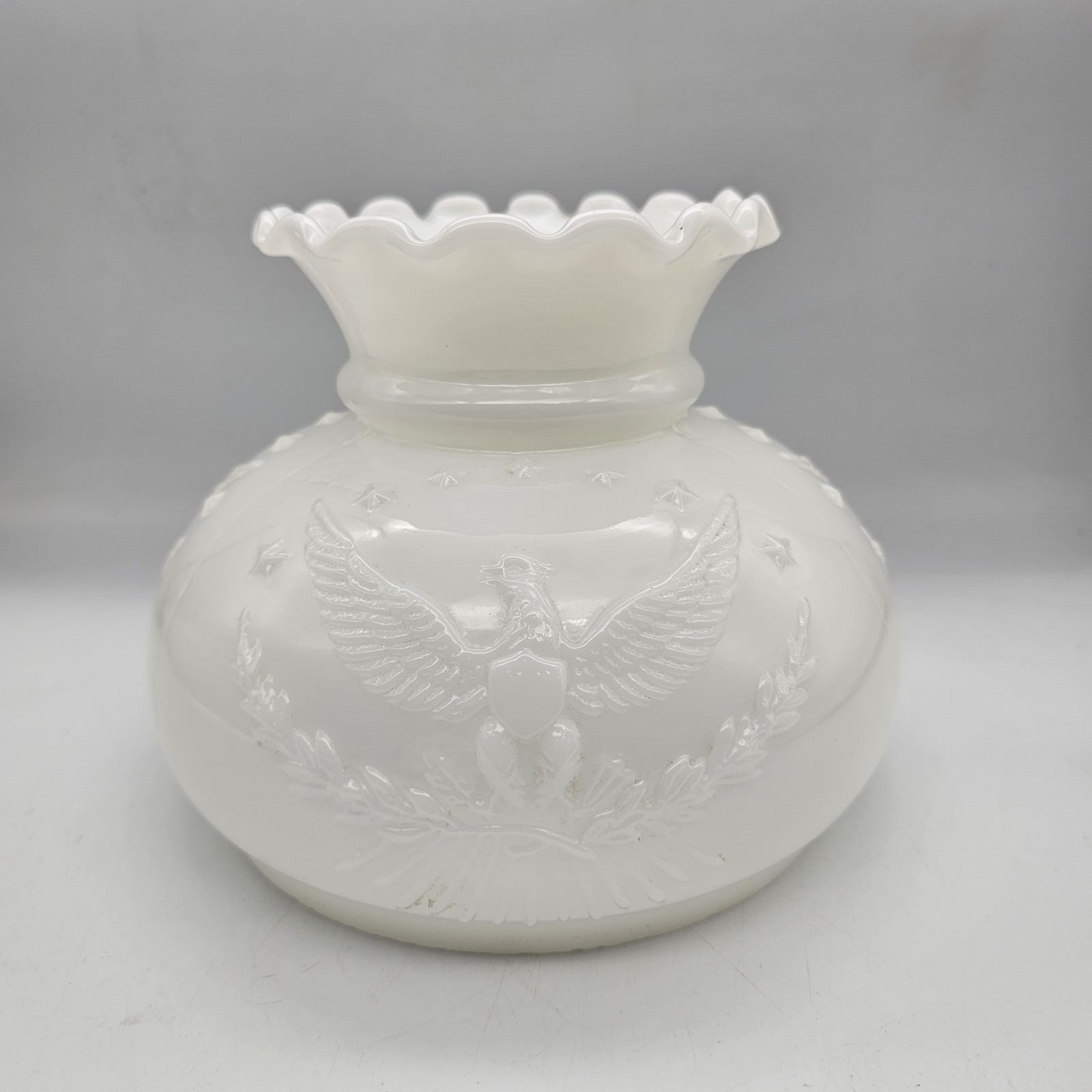 Vintage Milk Glass American Eagle & 7 Star Student Hurricane Lamp Shade