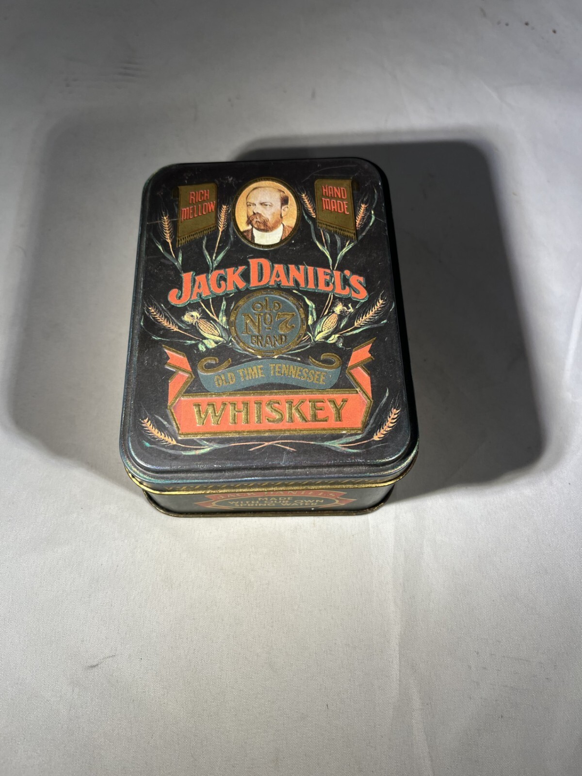 Vintage JACK DANIELS COLLECTIBLE TIN Hudson ,Scott & Sons WITH 2 EMPTY BOTTLES L