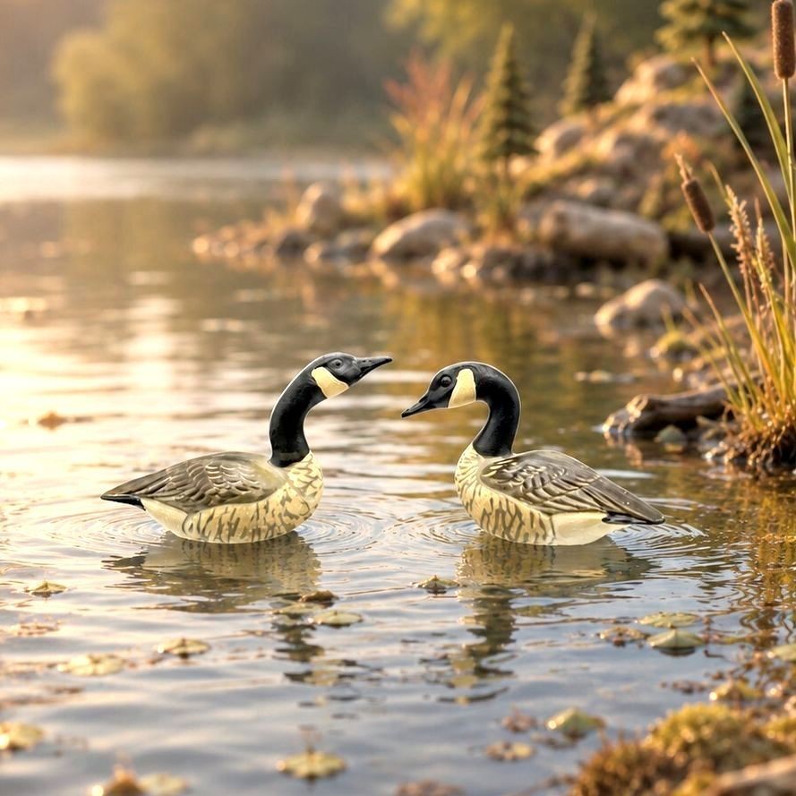 Hagen-Renaker Retired Miniature Figurine Stoneware Specialty Geese Pair