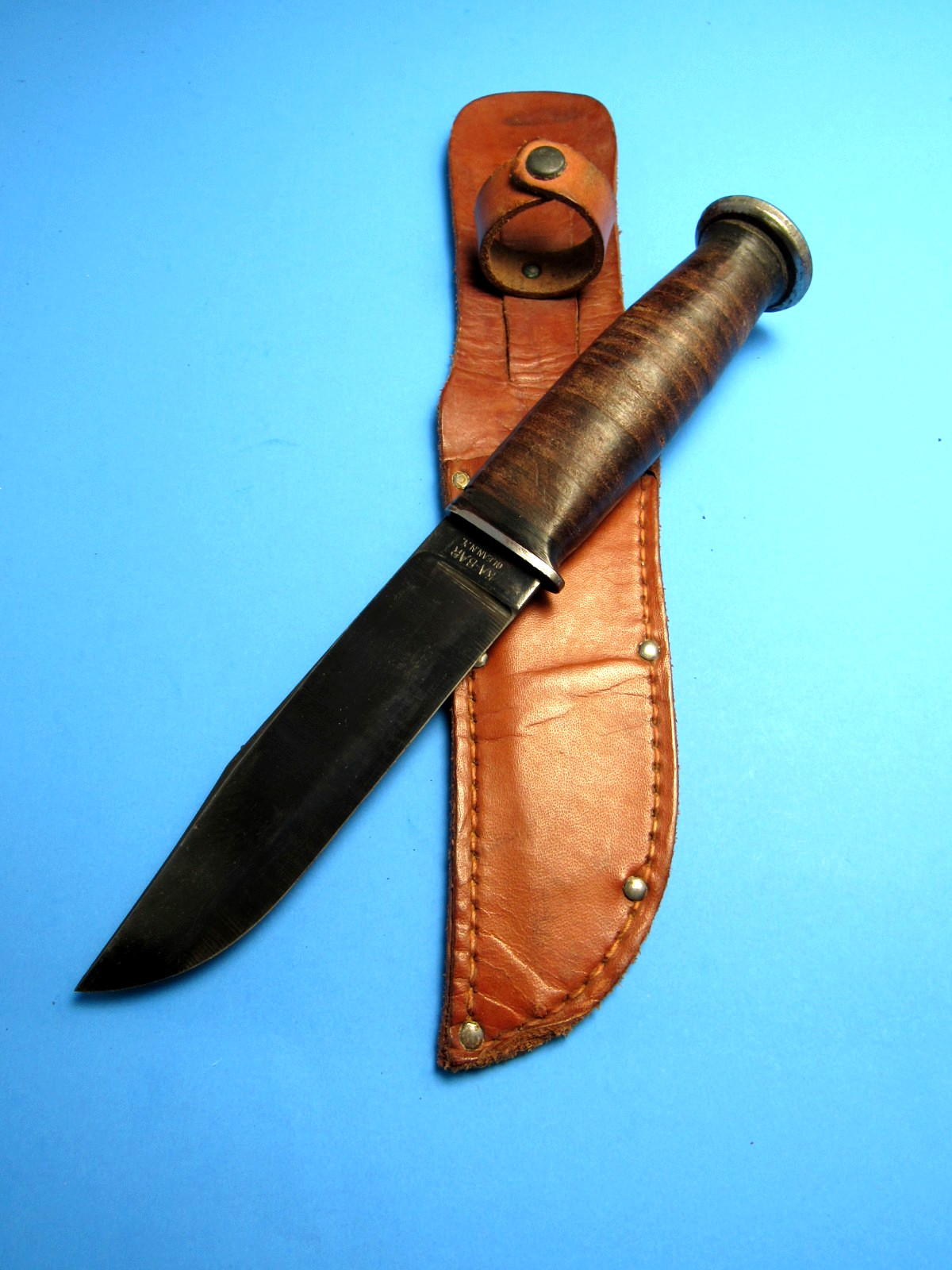 WWII WW2 KA BAR BLUED BLADE USN MARK 1 FIGHTING KNIFE IN EXC. UNUSED COND