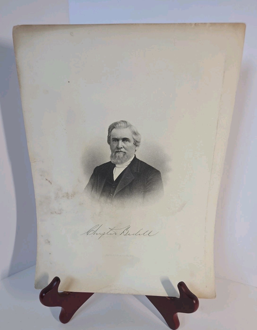 Antique Chester Bedell Portrait Engraving Ohio Farmer Livestock Leader