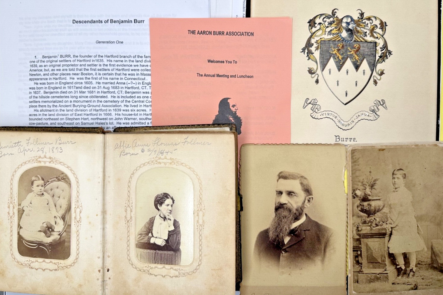 ~1873 BURR FAMILY 31 CDVs CABINET CARDS + BIOS + 2006 AARON BURR ASSN PROGRAM