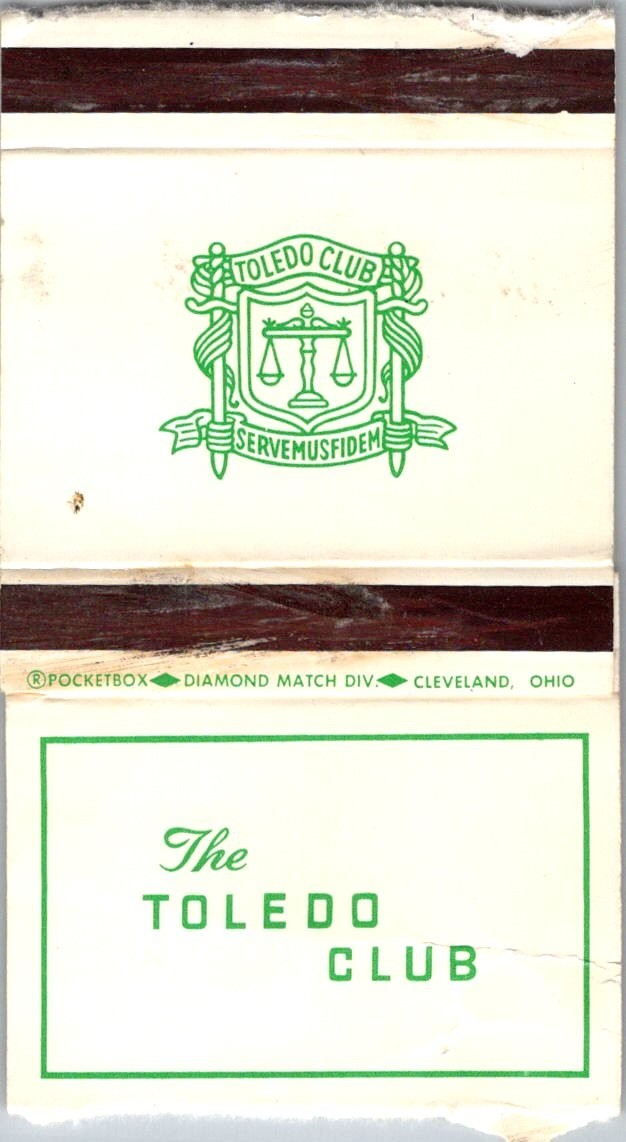 The Toledo Club Servemus Fidem Vintage Matchbook Cover 4MM15-6