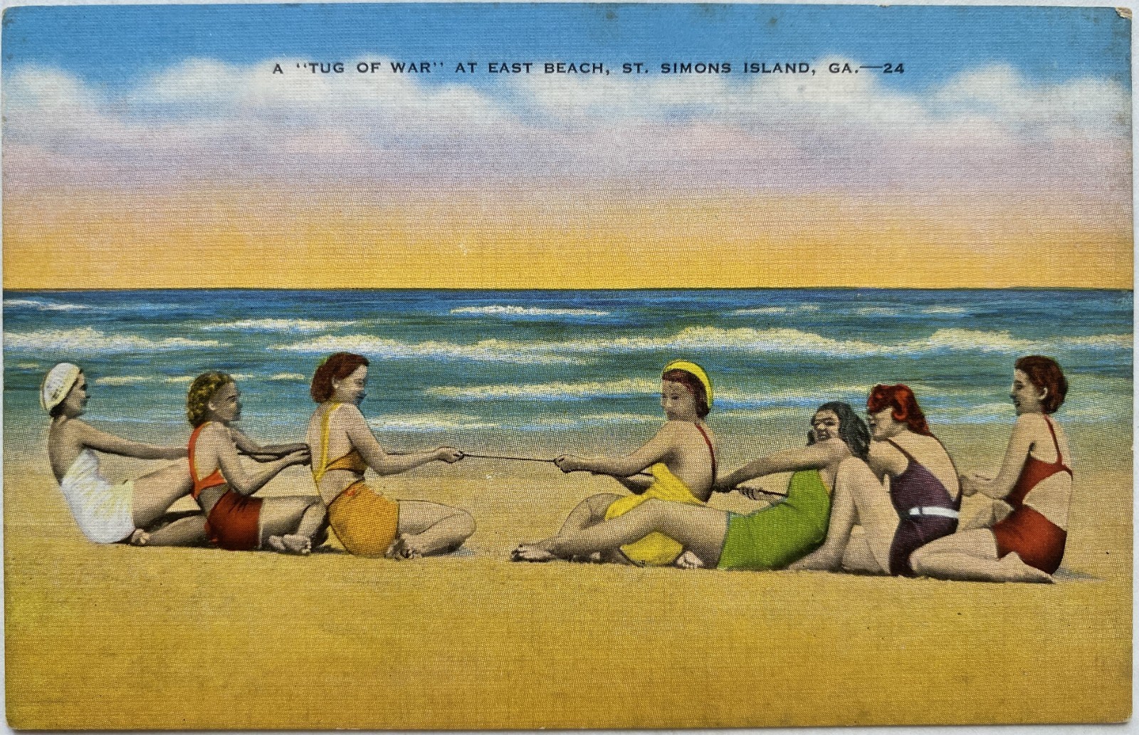 Tug of War at East Beach, St. Simons Island, Georgia Postcard
