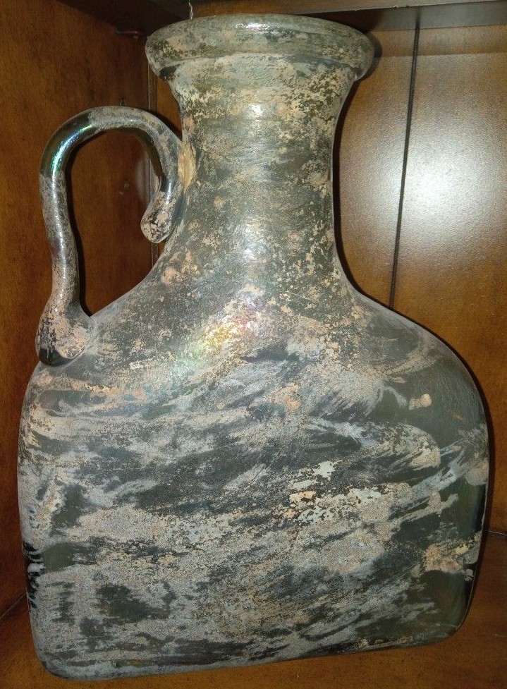 Ancient Roman Or Byzantine Large Glass Jug Circa 100BC-200AD RARE SIZE AND SHAPE