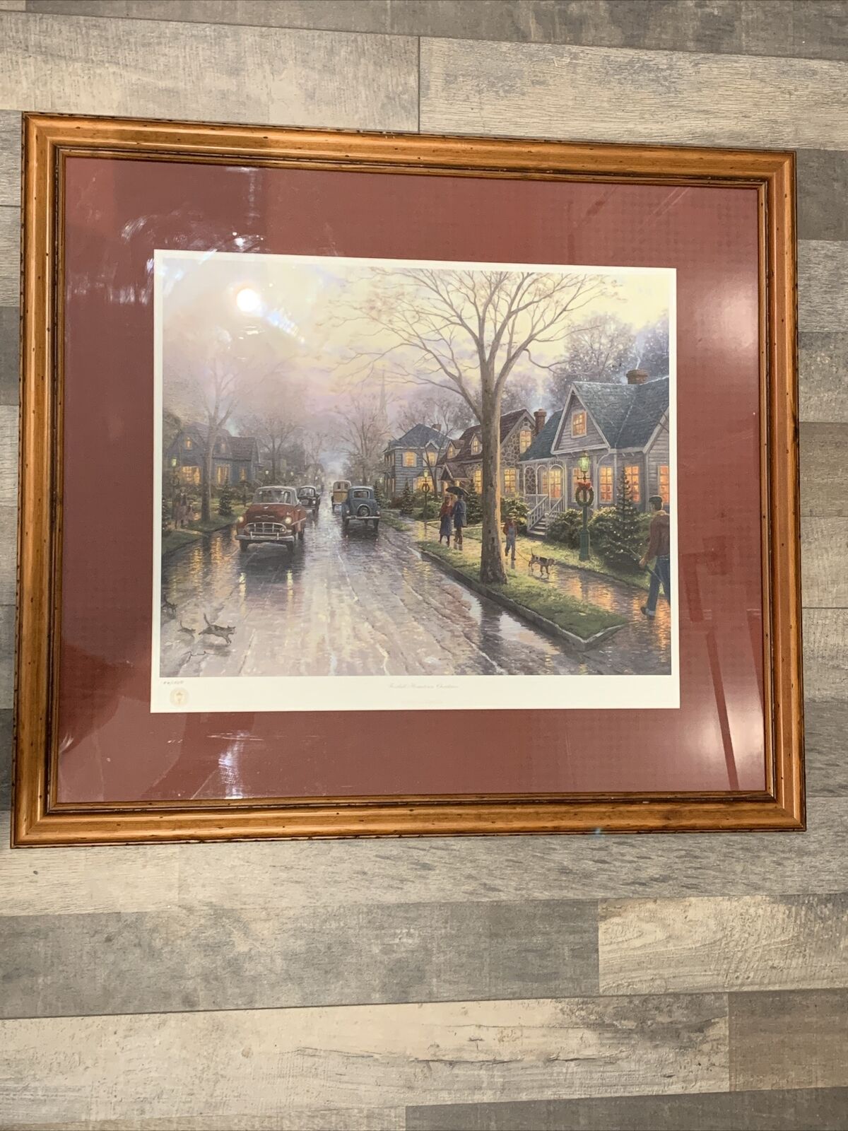 Genuine Framed Thomas Kinkade Foothill Hometown Christmas-Limited Low Number