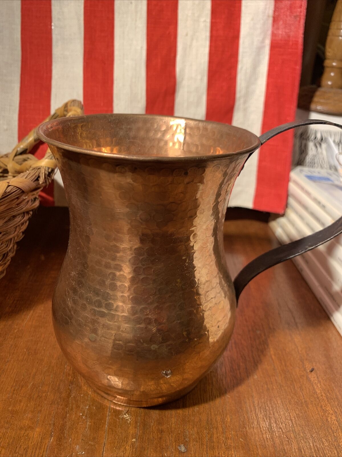 Vintage Solid Hammered Copper Mug  Vase 5 1/2”~Boho