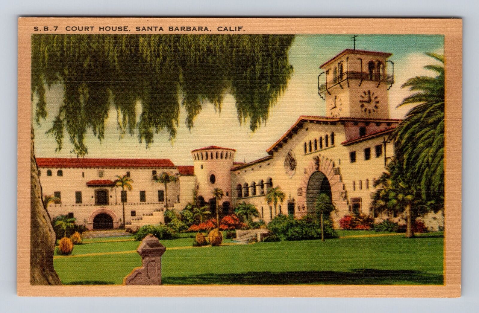 Santa Barbara CA-California, Court House, Antique Vintage Souvenir Postcard