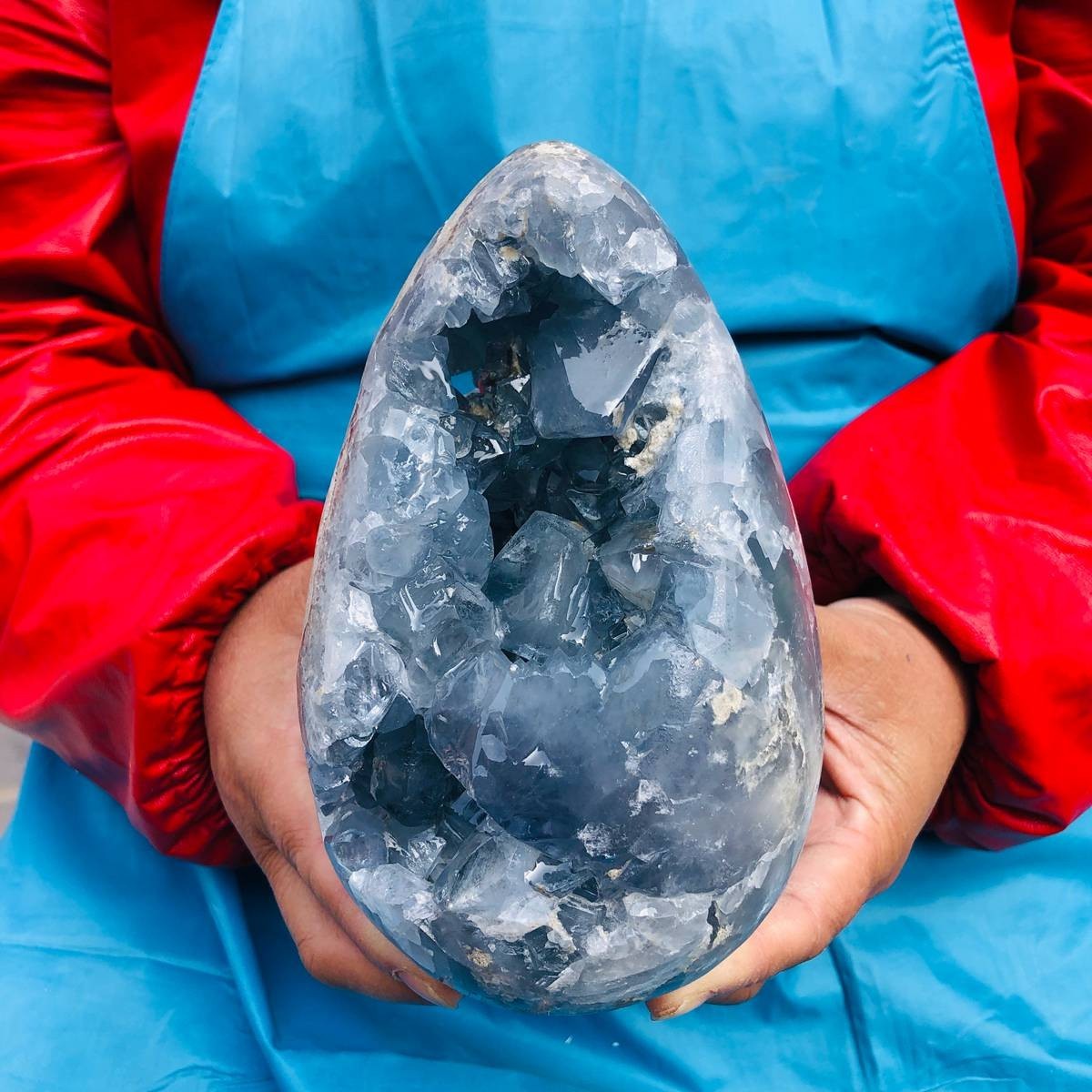 6.9LB Natural Blue Celestite Geode Quartz Crystal Mineral Specimen Healing
