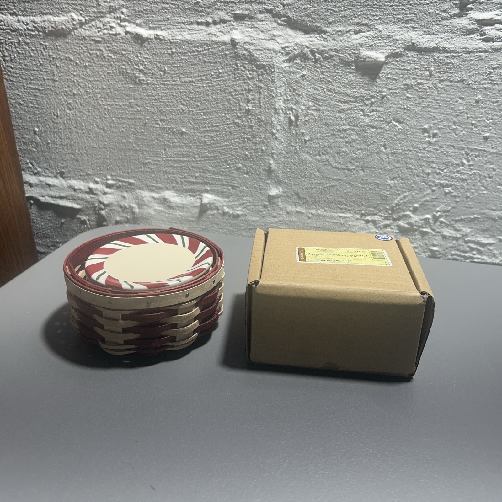 Longaberger 2009 Peppermint Twist Basket & Coaster Set