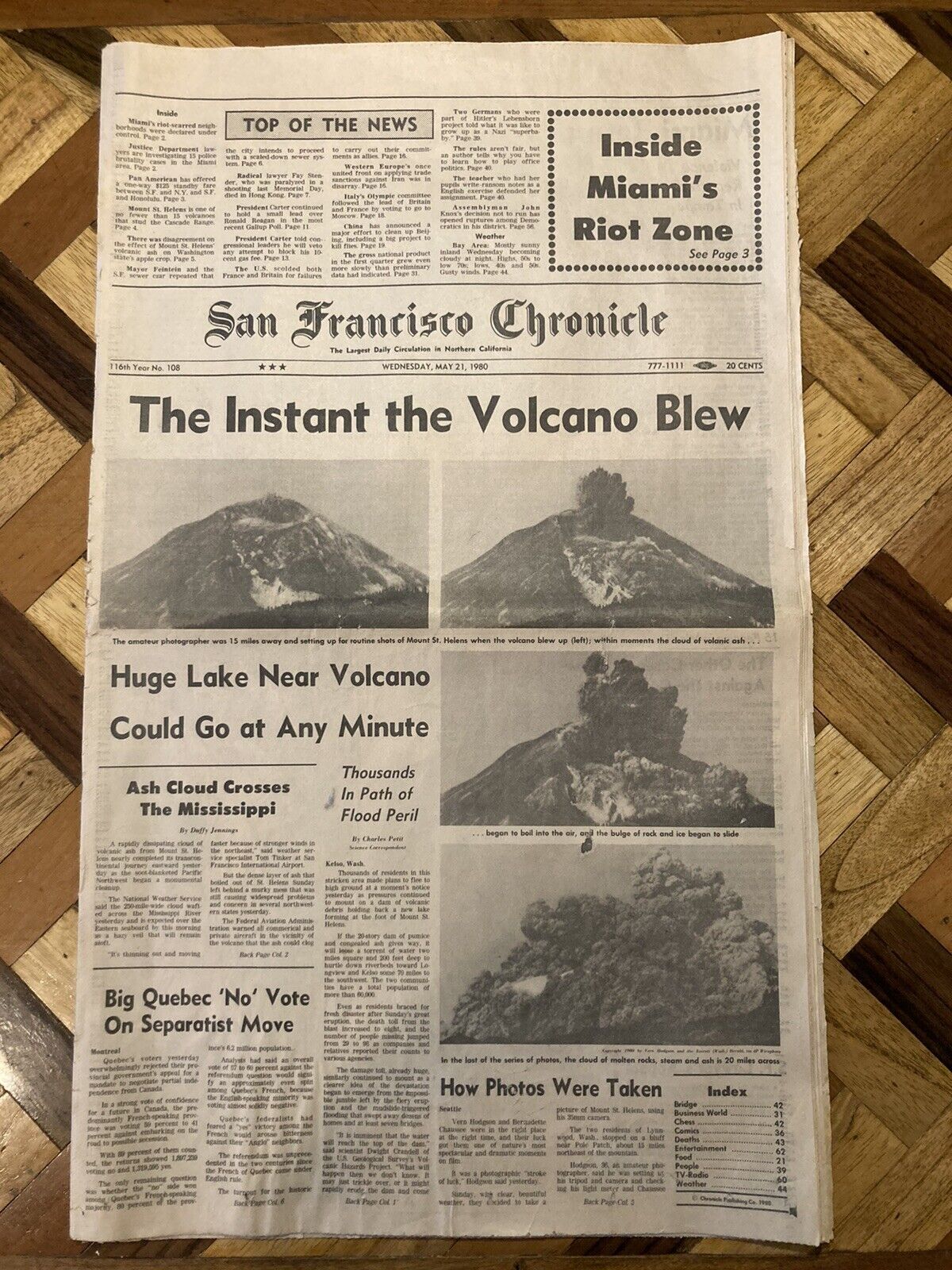 Eruption of Mount St. Helens Volcano May 21 1980 Historic Collectible Newspaper