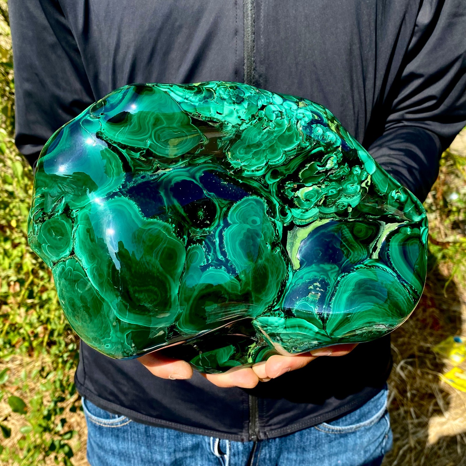 12.4LB  Natural Polished Malachite Freeform Specimen Banded Green Mineral Home D