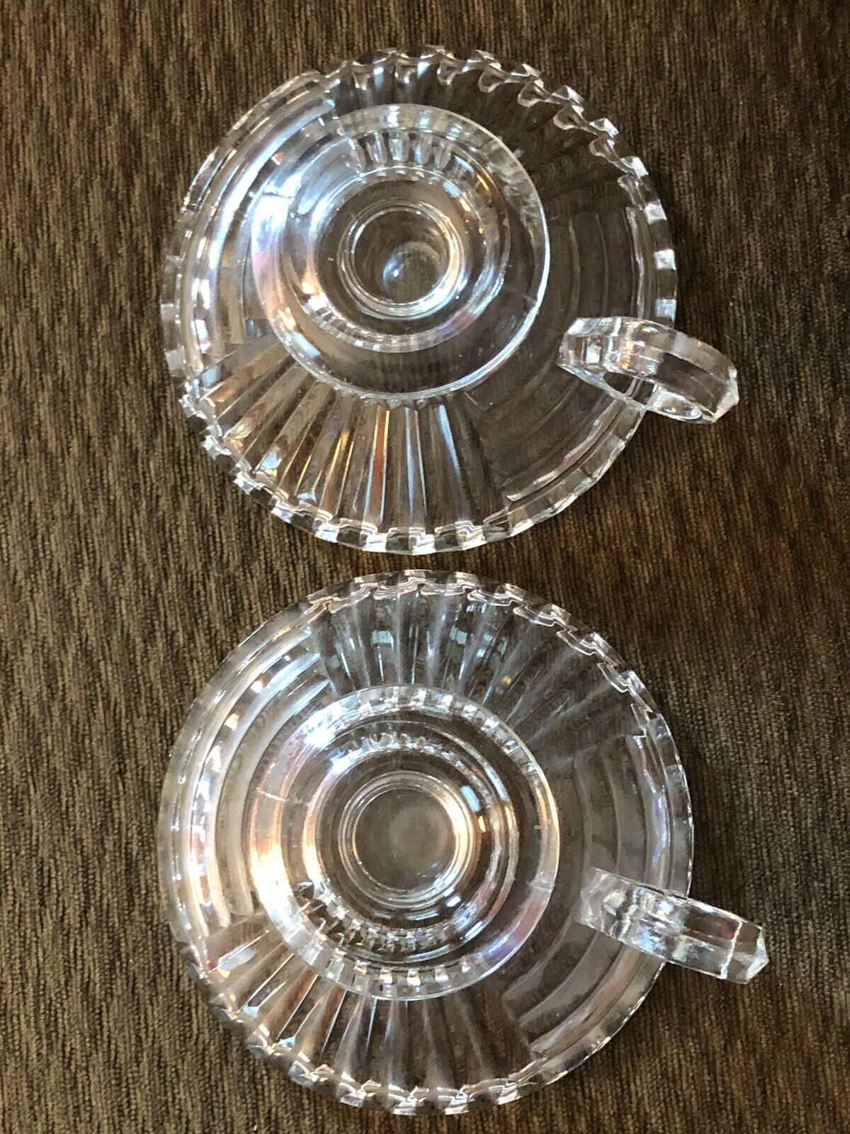 Vintage Pair Of Cut Glass Candle Holders.