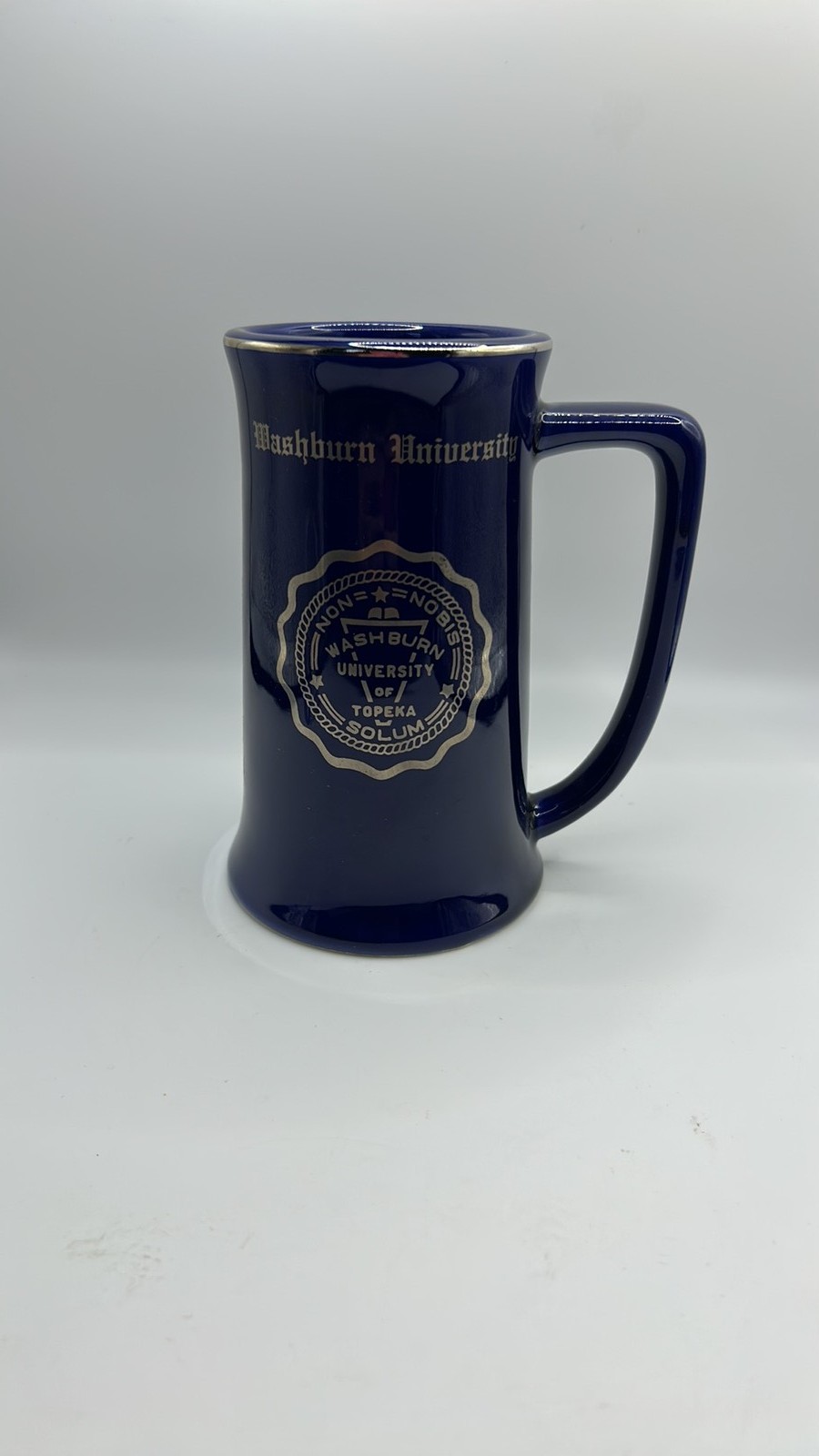 Vintage Washburn University Cobalt Blue Ceramic Stein Vintage Washburn University Cobalt Blue Ceramic Stein