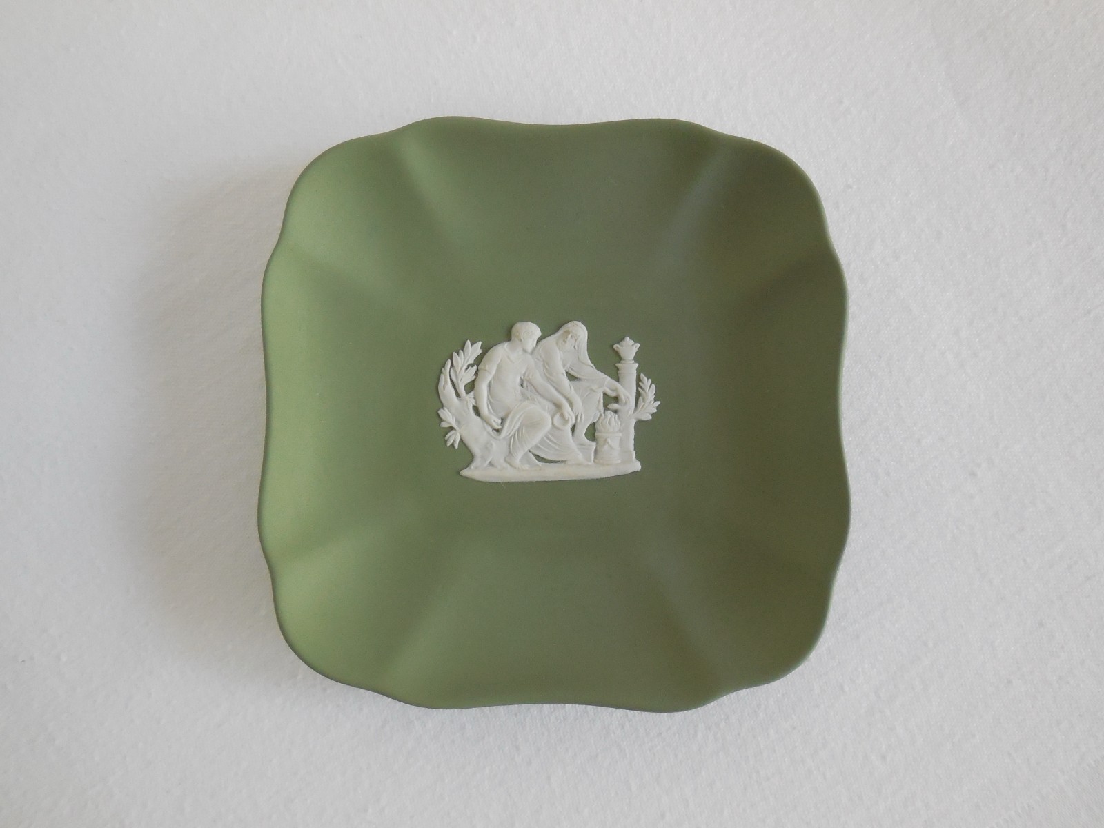 1955 Wedgwood Sage Green Jasperware Fluted Dish