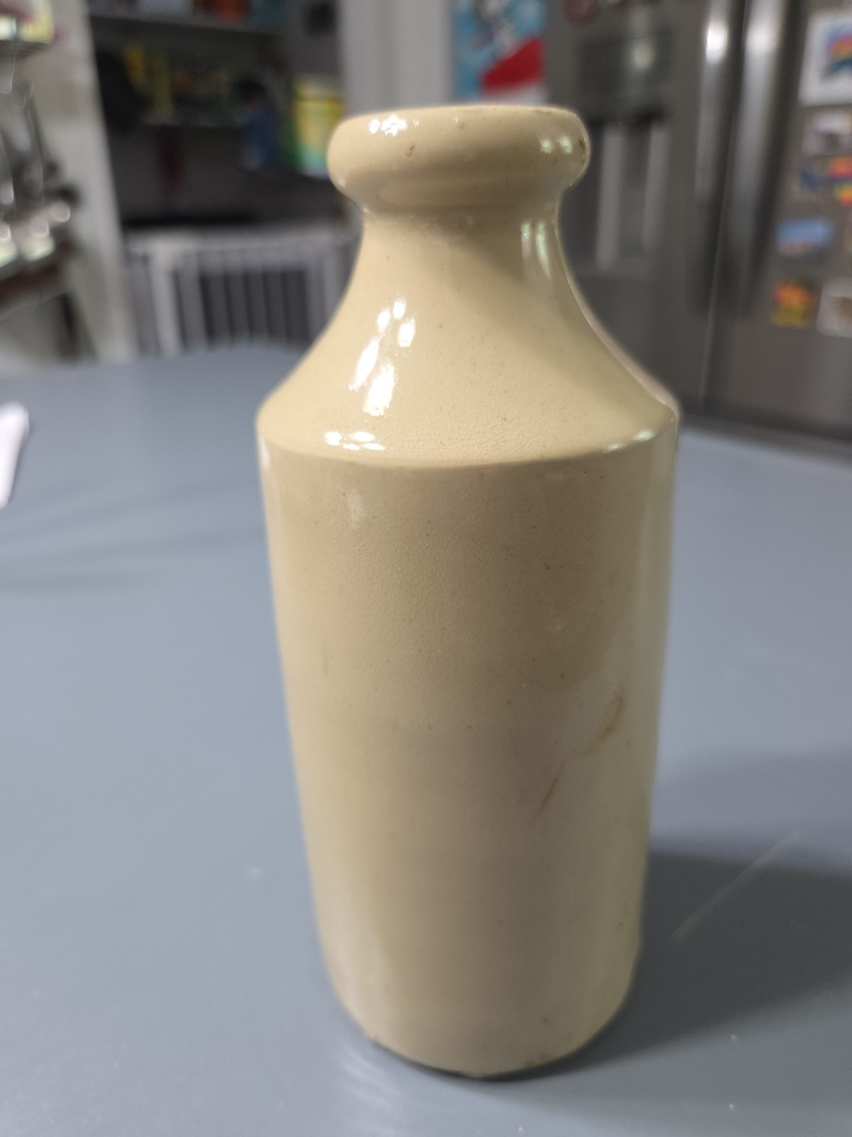 Vintage Stoneware Stout Bottle Cream Glaze Rustic Pottery