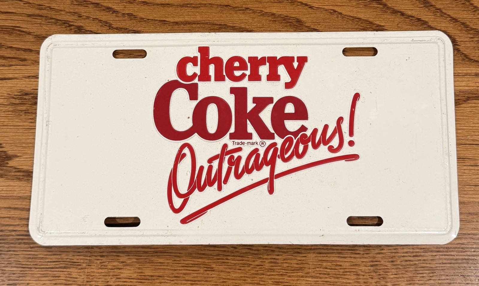 Vintage Cherry Coke Coca Cola Booster License Plate Soda Sign Aluminum