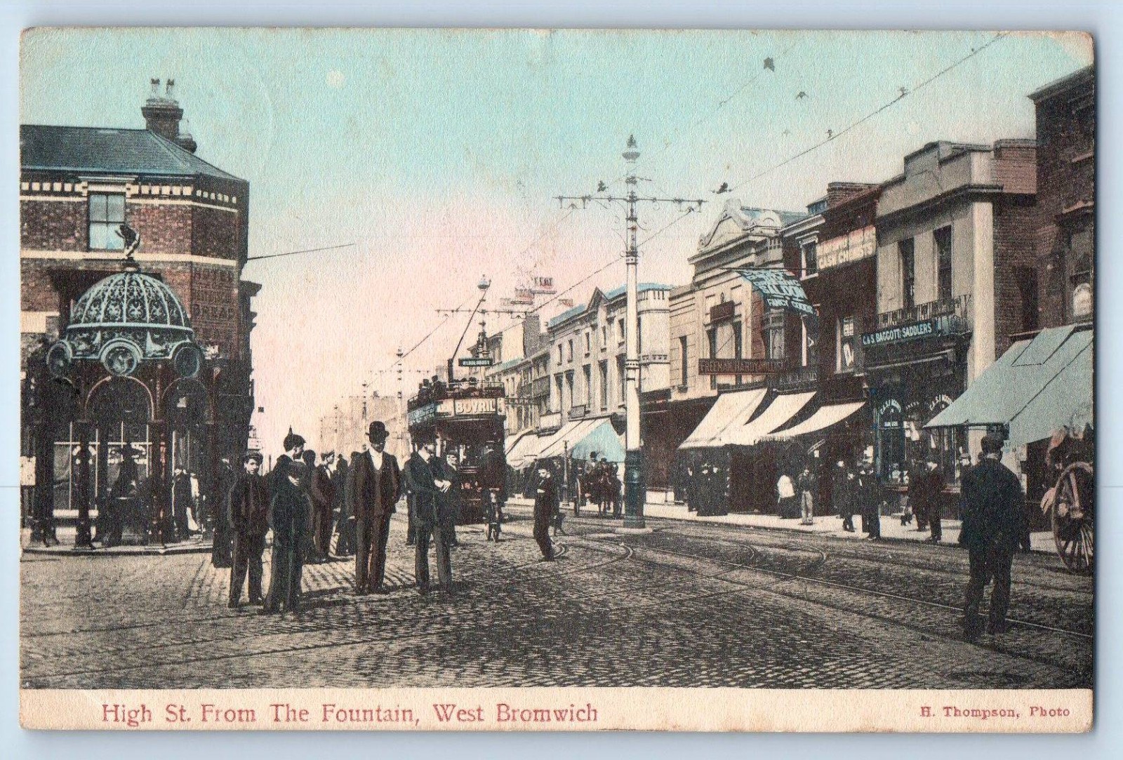 West Bromwich Staffordshire England Postcard High Street from Fountain 1906