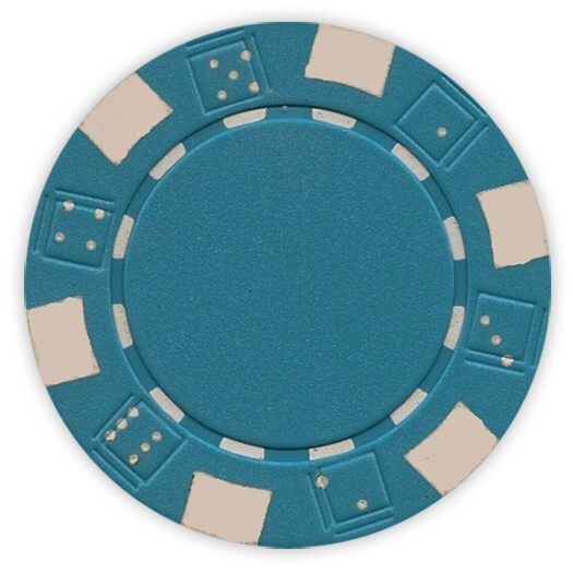 50 Da Vinci 11.5 gram Dice Striped Poker Chips, Standard Casino Size, Light Blue