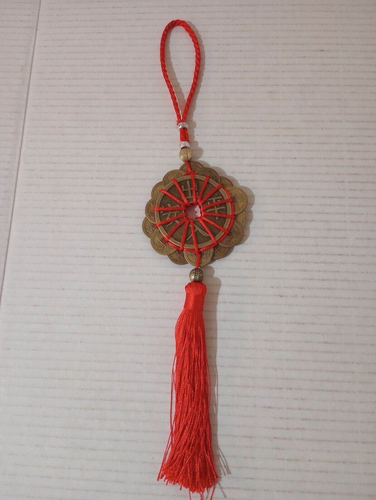 Chinese Lucky Cash Coins Knot Feng Shui Hanging Car Mirror