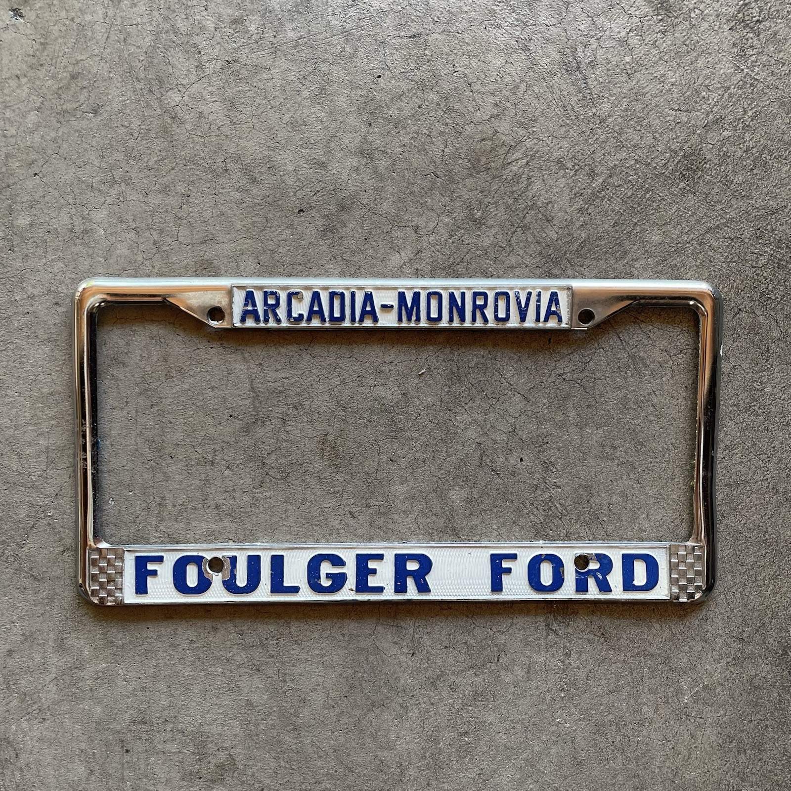 Vintage Rancho Santa Margarita Ford Dealer Metal License Plate Frame