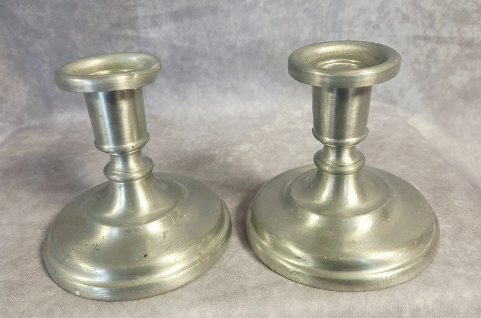 Vintage International Pewter Candlestick Holders Pair Taper Candle 4.75\