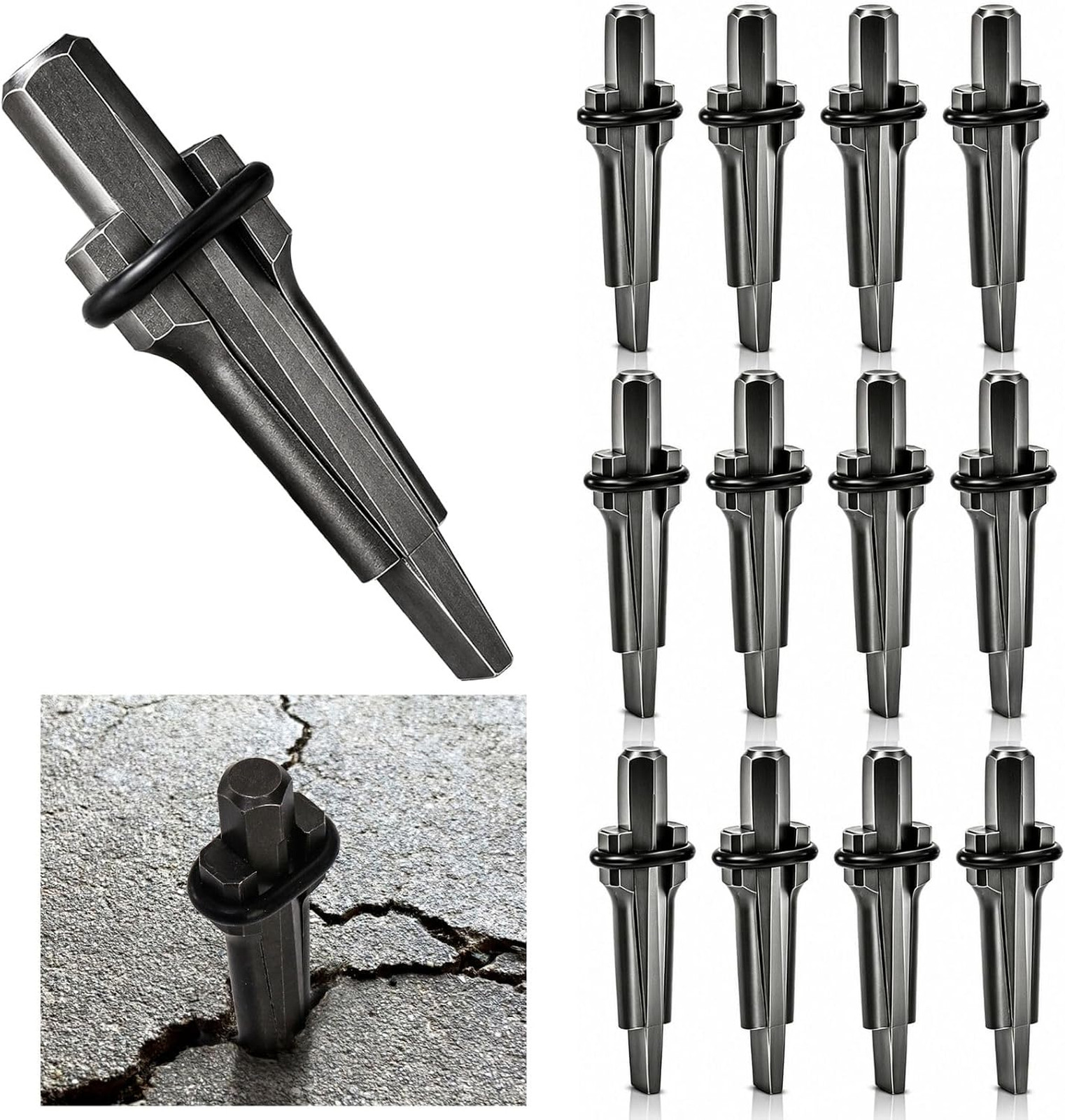 12 Pack Wedge and Feather Shims Heavy Duty Rock Splitting Tools for Stone 12 Pack Wedge and Feather Shims Heavy Duty Rock Splitting Tools for Stone