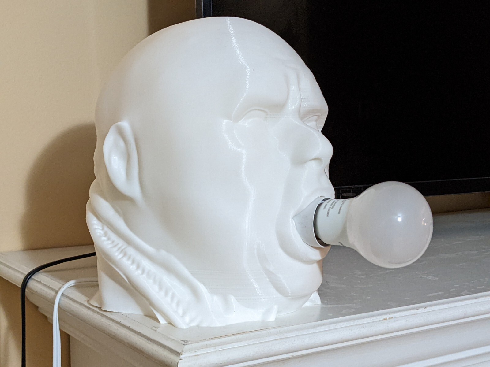 Uncle Fester Addams Familly Head Lamp 3D Printed, Halloween,  decoration.