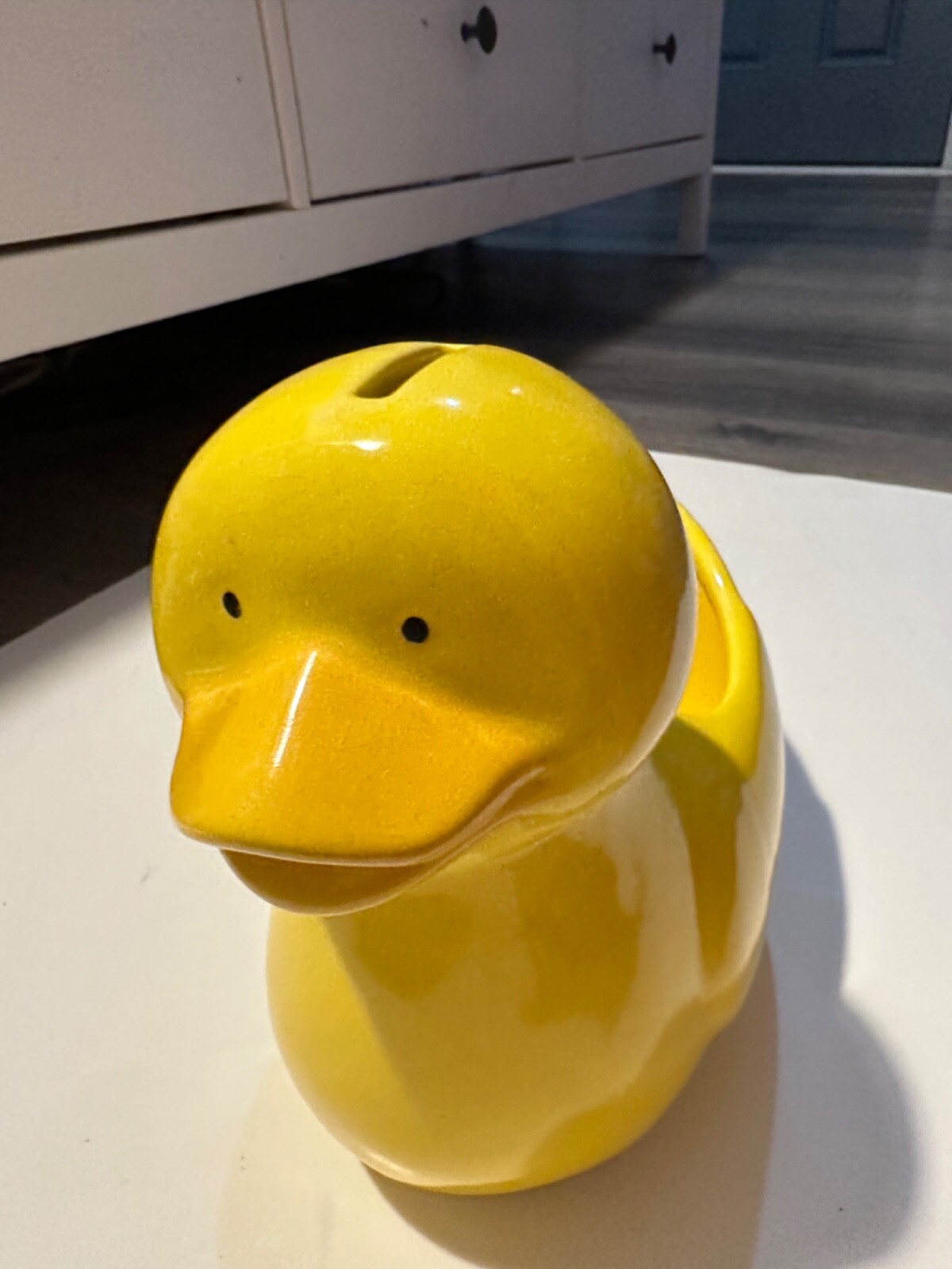 7¼hx8½w Ceramic YELLOW DUCKY Duck VASE PLANTER COIN BANK