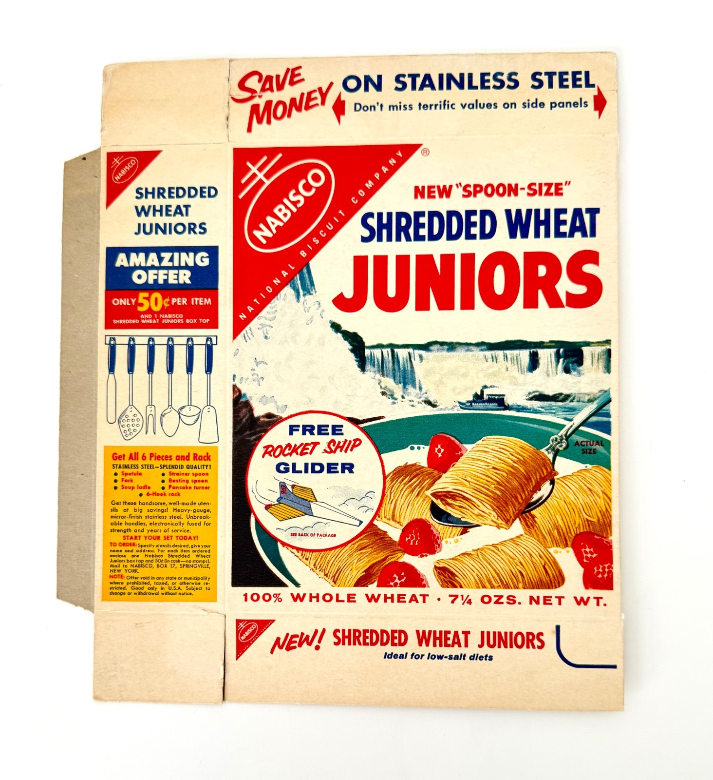 Vintage 1950s Nabisco Shredded Wheat Juniors Cereal Box Rocket Ship Glider