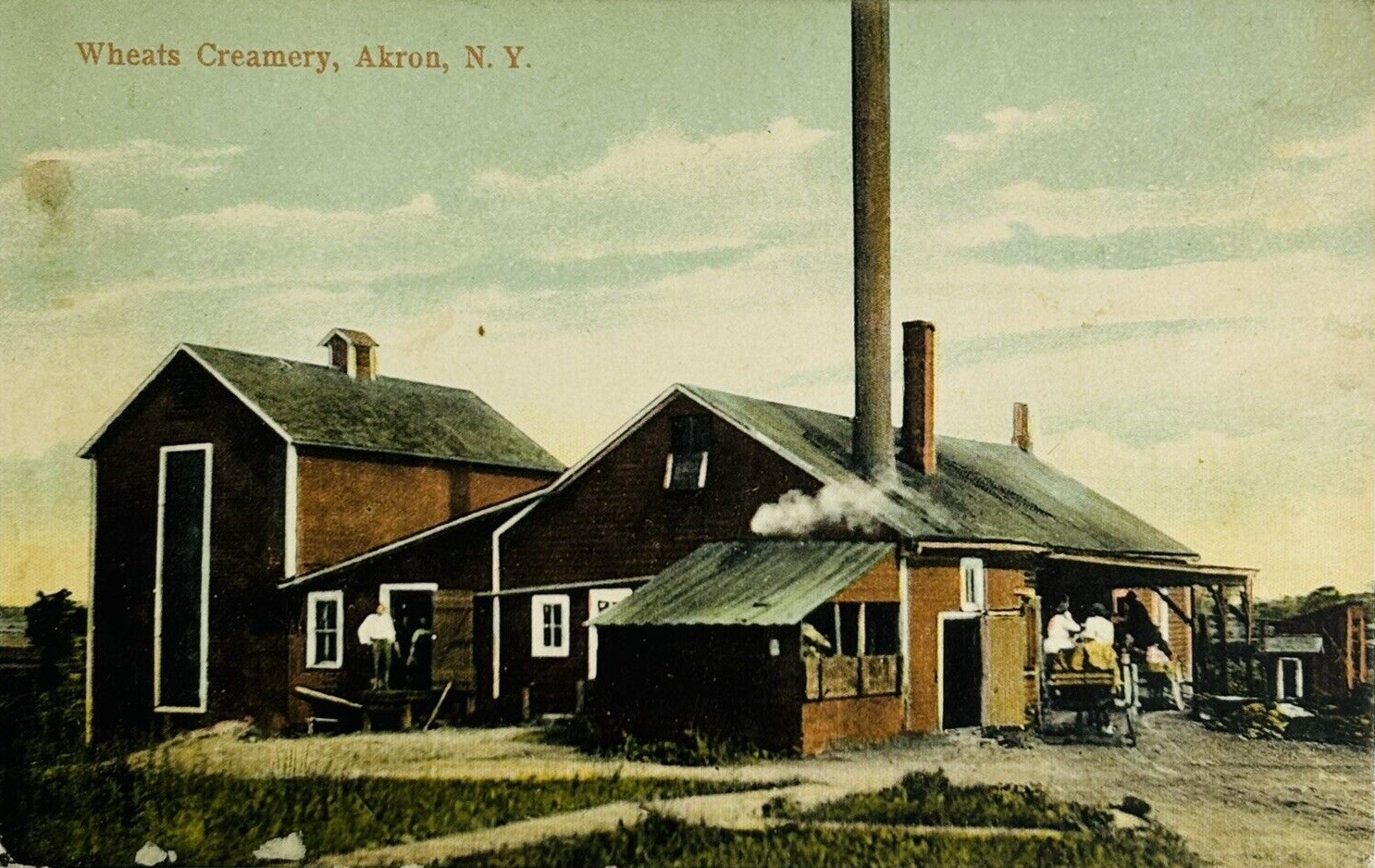 RARE Early 1900's Wheats Creamery in Akron New York NY Dairy Farm Postcard