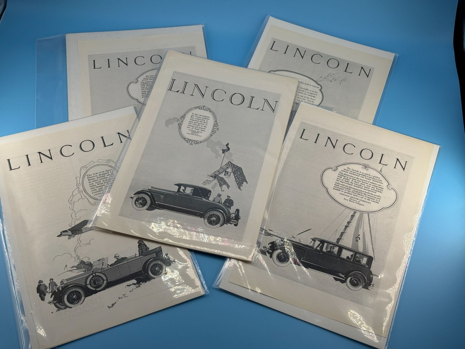 Lot of 5 Vintage 1920s Lincoln Automobile Magazine Ads – Original Print Ephemera Lot of 5 Vintage 1920s Lincoln Automobile Magazine Ads – Original Print Ephemera