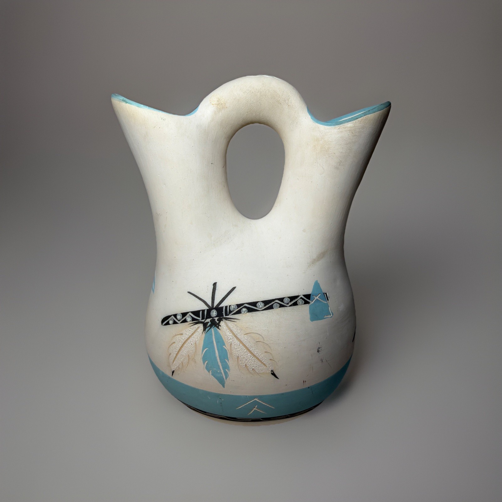 Little Blue #20 8” Navajo Native American Pottery Wedding Vase Needs Cleaning Little Blue #20 8” Navajo Native American Pottery Wedding Vase Needs Cleaning