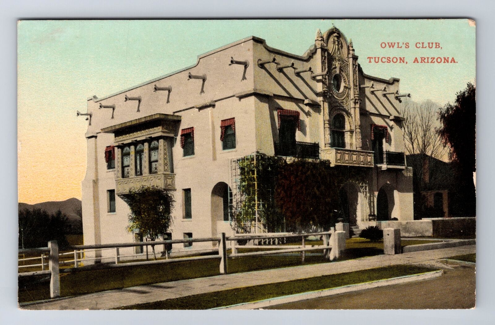 Tucson AZ-Arizona, Owl's Club, Antique, Souvenir, Vintage Postcard