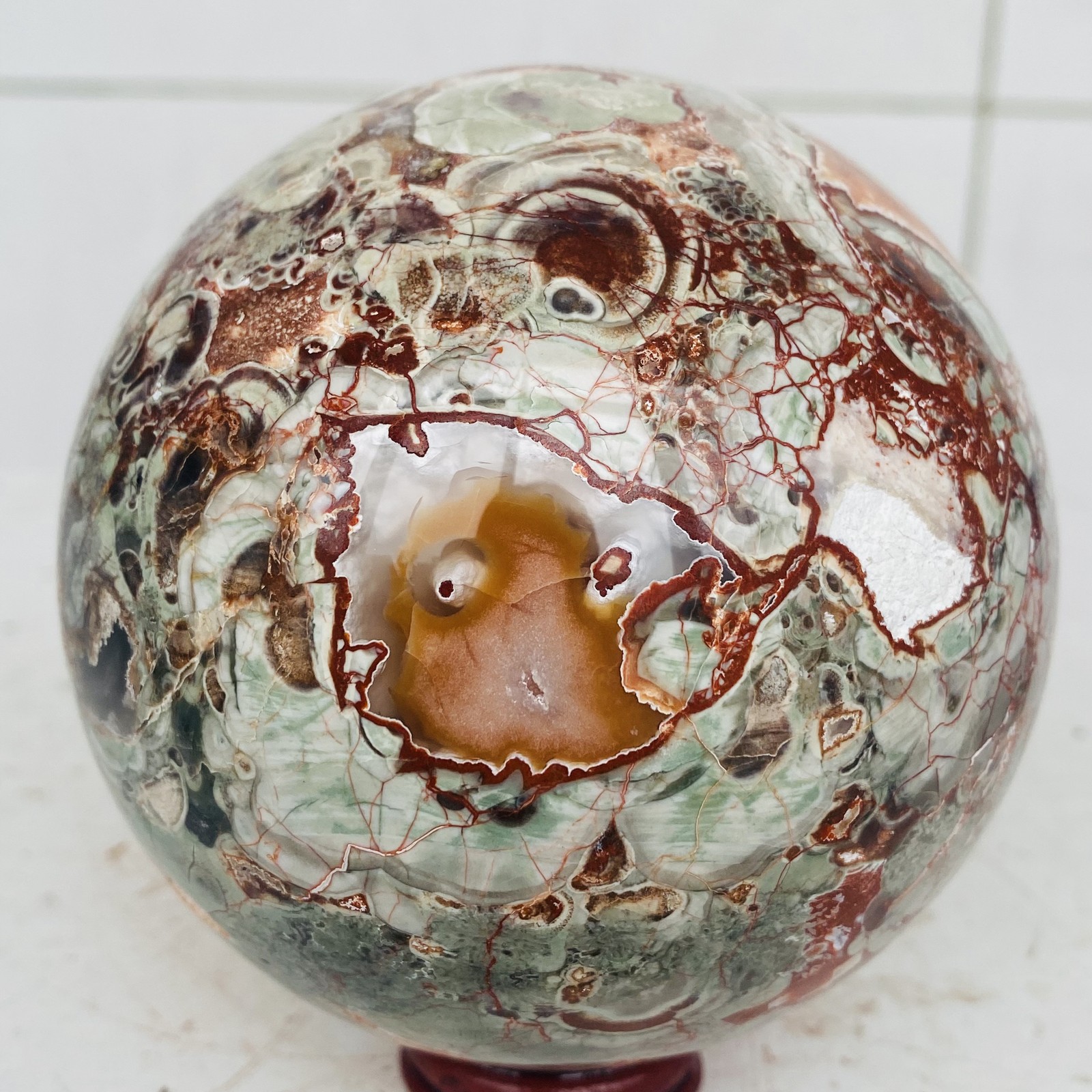 Natural Money agate Crystal Sphere Polishing ball Healing 1200g