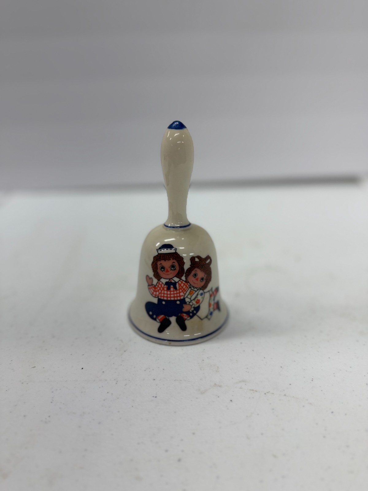 Vintage 1971 Schmid Raggedy Ann & Andy Porcelain Bell Japan Bobbs Merrill Estima
